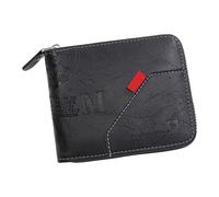 KASFDBMO Portafoglio da uomo in pelle PU con cerniere Design porta carte di credito borsa corta che offre praticità e stili per gentiluomini moderni portafoglio moda uomo, Nero , Bellezza di massa