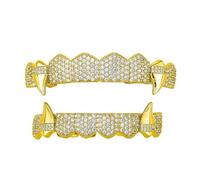 KASFDBMO Vampiri Fangs Denti Set per feste in costume Accessori per giochi di ruolo in rame leggero Opzioni oro Argento Robusto Rame Fang Accessori, Misura unica, come descritto, come descritto