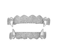 KASFDBMO Vampiri Fangs Denti Set per feste in costume Accessori per giochi di ruolo in rame leggero Opzioni oro Argento Robusto Rame Fang Accessori, Misura unica, come descritto, come descritto