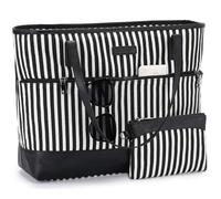 Kasgo Borsa da donna grande 15,6 pollici borsa per computer da donna, tasche multiple, impermeabile, con tasca per lavoro e lavoro, a strisce, 40 x 16 x 30 cm, Utility