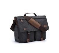 Kasgo Borsa Tracolla Uomo, Borsa Porta PC Donna 15,6 Pollici Grande Impermeabile Borse Spalla Lavoro Messenger Borsa Insegnante Tela Pelle Ventiquattrore Valigetta per Ufficio Grigio Scuro