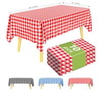 KAshack Tovaglia rettangolare in plastica usa e getta, 10 pezzi, 37 x 274 cm, per esterni, impermeabile, per picnic, matrimoni, da giardino