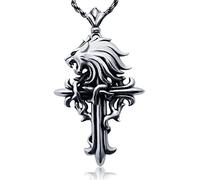 Kashasin Final Fantasy VIII Collana in argento Sterling S925 Dormire Leone Cuore Croce Ciondolo Cosplay Gioielli Accessori, Argento sterling
