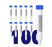 Kashi Scientific Provette coniche per centrifuga da 15 ml, confezione da 100, provette in plastica con tappi a vite, provette sterili da 15 ml con coperchi, provette Falcon da 15 ml con graduazione