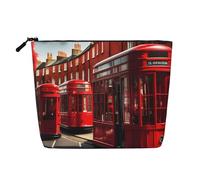 Kashinn Borsa cosmetica a strato singolo con stampa di strada rossa di Londra Finta Canapa Borsa per il trucco della canapa borsa moneta per uso quotidiano viaggi