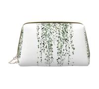 Kashinn Borsa cosmetica in pelle Borsa per trucco portatile Borsa cosmetica da viaggio con cerniera Borsa per la cura della pelle Stampa piante