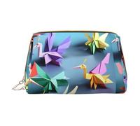 Kashinn Borsa cosmetica in pelle Borsa per trucco portatile Borsa cosmetica da viaggio con cerniera Borsa per la cura della pelle Borsa per la cura della pelle Origami Paper