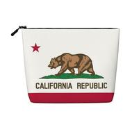 Kashinn Borsa per cosmetici con stampa bandiera della California a strato singolo borsa per cosmetici in canapa artificiale borsa per monete per uso quotidiano in viaggio
