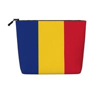 Kashinn Borsa per cosmetici con stampa bandiera della Romania a strato singolo borsa per cosmetici in canapa artificiale portamonete per uso quotidiano in viaggio