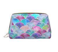 Kashinn Borsa per cosmetici da viaggio in pelle con stampa oceano con scaglie di pesce borsa per cosmetici borsa per cosmetici per la cura della pelle