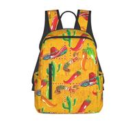 Kashinn Cappello cactus e peperoncino stampa pepe zaino leggero unico carino borsa per libri casual divertente zaino da giorno 14,7 pollici