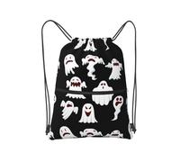 Kashinn Coulisse Zaino con Cerniera Divertente Bianco Fantasma Stampa Fantasma Borsa Sport Palestra con Tasca Utility per Palestra Yoga Viaggi
