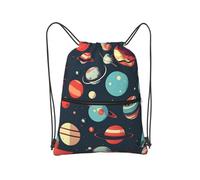 Kashinn Coulisse Zaino con Cerniera Spazio Esterno Pianeta Stampa Sport Borsa Palestra con Tasca Utility per Palestra Yoga Viaggi