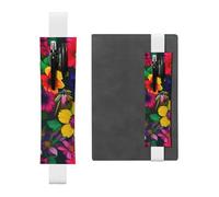 Kashinn Portapenne in pelle con stampa a fiori arcobaleno e fascia elastica, segnalibro per quaderni, diari, agende
