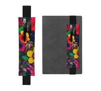 Kashinn Portapenne in pelle con stampa a fiori arcobaleno e fascia elastica, segnalibro per quaderni, diari, agende