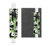 Kashinn Portapenne in pelle con stampa a forma di panda, con fascia elastica, segnalibro per quaderni, diari, agende