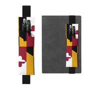 Kashinn Portapenne in pelle con stampa bandiera del Maryland con fascia elastica, segnalibro per quaderni, diari, agende