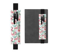 Kashinn Portapenne in pelle con stampa di cactus, fenicottero, rosa, con fascia elastica, per quaderni, diari, agende