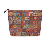 Kashinn Sacchetto cosmetico a strato singolo con stampa a forma di fiore piccolo colore borsa per trucco in canapa finta borsa portamonete per uso quotidiano da viaggio
