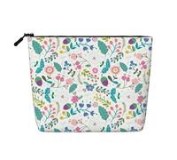 Kashinn Sacchetto cosmetico monostrato colorato con stampa di fiori di scarabocchio falso canapa borsa per il trucco borsa portamonete per uso quotidiano viaggio