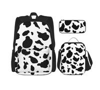 Kashinn Set zaino 3 in 1 con stampa di mucca, borsa per il pranzo e astuccio portatile