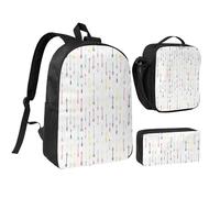 Kashinn Set zaino con borsa per il pranzo e astuccio stile boho con frecce stampa Oxford tessuto portatile utile borsa set