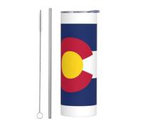 Kashinn Tazza da viaggio in acciaio inox da 20 once per caffè bevande ghiacciate estate tazza di raffreddamento bandiera dello stato del Colorado stampa