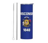 Kashinn Tazza da viaggio in acciaio inox da 20 once per caffè bevande ghiacciate estate tazza di raffreddamento Wisconsin stampa bandiera dello stato