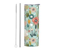 Kashinn Tazza da viaggio in acciaio inox da 20 once per caffè bevande ghiacciate tazza di raffreddamento estiva colorata stampa flora