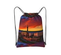 Kashinn Zaino con coulisse con cerniera Las Vegas Stampa tramonto Borsa da palestra sportiva con tasca per palestra yoga viaggi