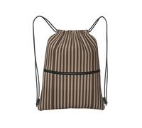 Kashinn Zaino con coulisse con cerniera marrone stampa striscia sportiva palestra con tasca utility per palestra yoga viaggi