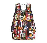 Kashinn Zaino leggero con stampa di lettere e numeri unico carino borsa per libri casual divertente zaino casual 37 cm