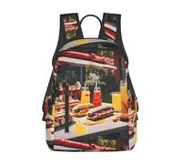 Kashinn Zaino leggero con stampa hot dog e limonata unica carina borsa per libri casual divertente zaino casual 37 cm