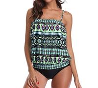 Kashyke Camicia da uomo a maniche lunghe Thong 2 High Bathe crepa donna stampata floreale pezzo costume da bagno Cross costumi da bagno tankini 's set top da uomo, Verde #4., S