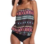 Kashyke Camicia da uomo a maniche lunghe Thong 2 High Bathe crepa donna stampata floreale pezzo costume da bagno Cross costumi da bagno tankini 's set top da uomo, Vino #4., XL