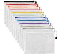 Kasimir 12 Pezzi Cartelline Plastica A5 Sacchetti di File Zipper Portalistini A5 Sacchetti Cerniera Borse di File Cartelline Trasparenti File di Documenti - 12 Colori