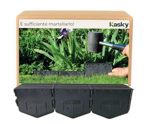 Kasky Bordura per Giardino Facile da Montare - È Sufficiente Martellarlo, Nessuna Trincea da Scavare - Bordatura per Aiuola Molto Stabile e Flessibile - Bordo in Plastica Riciclata - 10,7 m