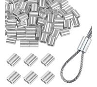 Kaslaider 100 Pezzi Manicotti in Alluminio 5mm, Ghiere Crimpatrici Doppio Foro per Fune Metallica, Morsetti per Cavo in Acciaio, Crimps Corda Filo, Connettori per Crimpatura Cavi