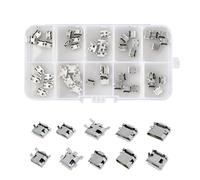 Kaslaider 50pcs Micro USB Connettore Femmina a 180 Gradi a 5 Pin DIP, 10 Modelli 5pcs di ogni tipo di Connettore set per Saldatura Riparazione Adattatore USB Sostituzione