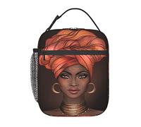 kaslhsQ African American Black Woman Lunch Bag Isolato Portatile Riutilizzabile Lunch Box Con Cerniera Per Picnic Lavoro Ufficio Viaggi Scuola