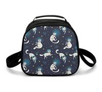 kaslhsQ Borsa per il pranzo con simpatico gatto astronauti che galleggia nello spazio, motivo cosmico, riutilizzabile, isolante, per picnic, spiaggia, parco