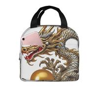 kaslhsQ Borsa termica per il pranzo con drago cinese con pera Lunch Box per donne e uomini, riutilizzabile, a prova di perdite, borsa termica per il pranzo per picnic e lavoro