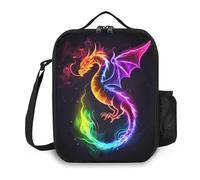 kaslhsQ Borsa termica per il pranzo con drago, per donne e uomini, riutilizzabile, di grande capacità, con tracolla, piccola borsa termica a prova di perdite, borsa per il lavoro, viaggi, picnic