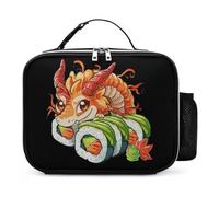 kaslhsQ Borsa termica per il pranzo con drago sushi e scritta Cute Sushi Dragon, in poliuretano, per donne e uomini, per lavoro, picnic
