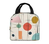 kaslhsQ Borsa termica per il pranzo moderna di metà secolo, per donne e uomini, riutilizzabile, a prova di perdite, borsa termica per il pranzo per picnic e lavoro