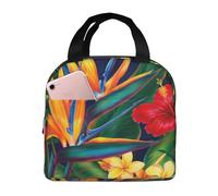 kaslhsQ Borsa termica per uomo e donna, per uccelli floreali, paradiso tropicale, Hawaii, isolata, a prova di perdite, morbida, portatile, per viaggi, picnic, sport, volo, ufficio, all'aperto