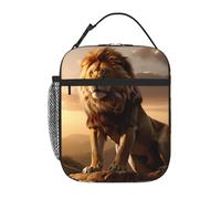 kaslhsQ Borsa termica portatile per il pranzo con stampa del Re Leone, riutilizzabile, durevole, per uomini e donne, facile da trasportare