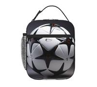 kaslhsQ Borsa termica portatile per il pranzo, con stampa di calcio in bianco e nero, riutilizzabile, durevole, per uomini e donne, facile da trasportare