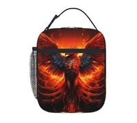 kaslhsQ Borsa termica portatile per il pranzo, con stampa di fenici arancioni e rossi, riutilizzabile, durevole, per uomini e donne, facile da trasportare
