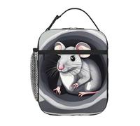 kaslhsQ Borsa termica portatile per il pranzo, motivo: topo nel buco, riutilizzabile, durevole, per uomini e donne, facile da trasportare